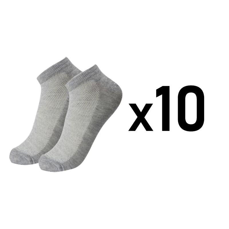 10 Pairs/Lot plus Size Men'S Socks Breathable Short Ankle Elastic Solid Color Mesh High Quality Business Unisex Socks