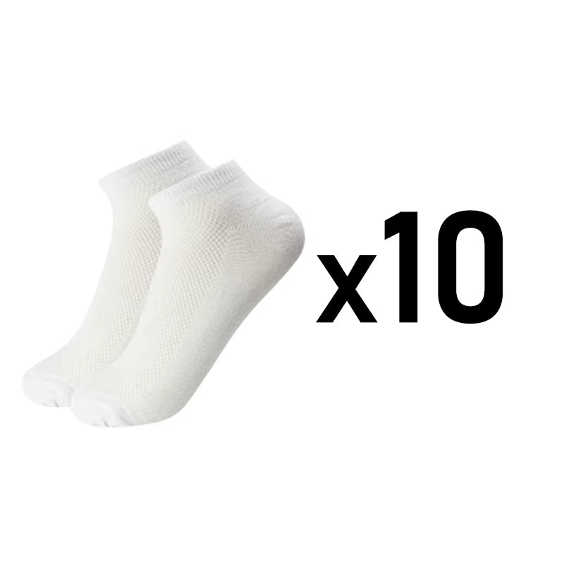 10 Pairs/Lot plus Size Men'S Socks Breathable Short Ankle Elastic Solid Color Mesh High Quality Business Unisex Socks