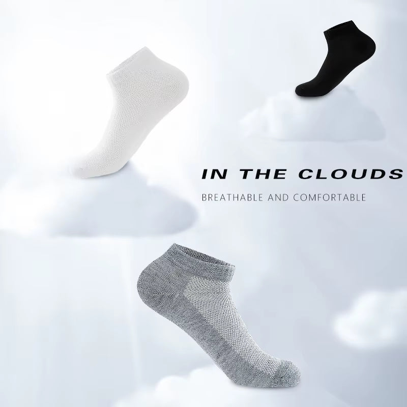 10 Pairs/Lot plus Size Men'S Socks Breathable Short Ankle Elastic Solid Color Mesh High Quality Business Unisex Socks